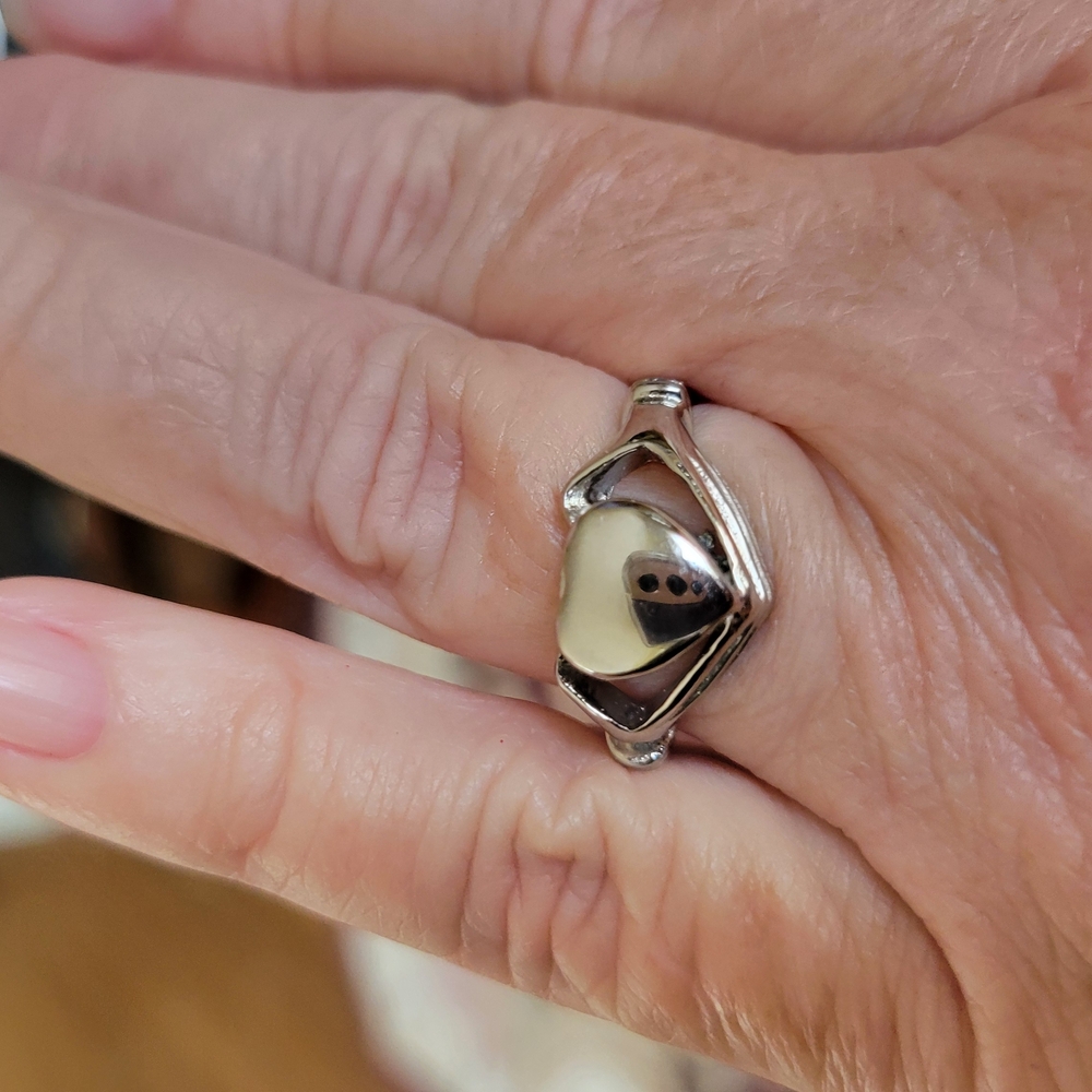 Elegant Silver Memorial (ashes)  Heart Ring